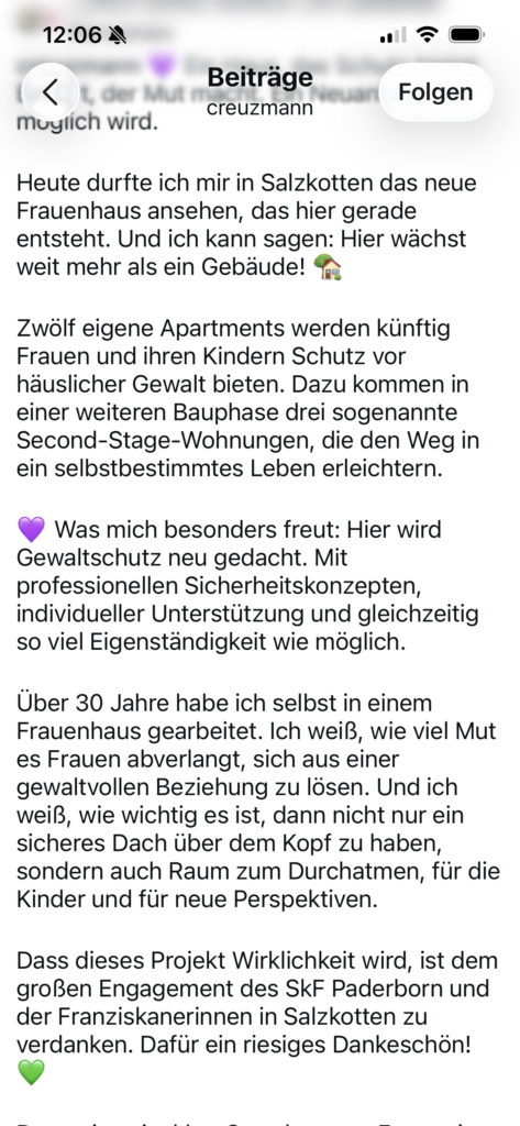 Post der Landtagsabgeordneten Norika Creuzmann